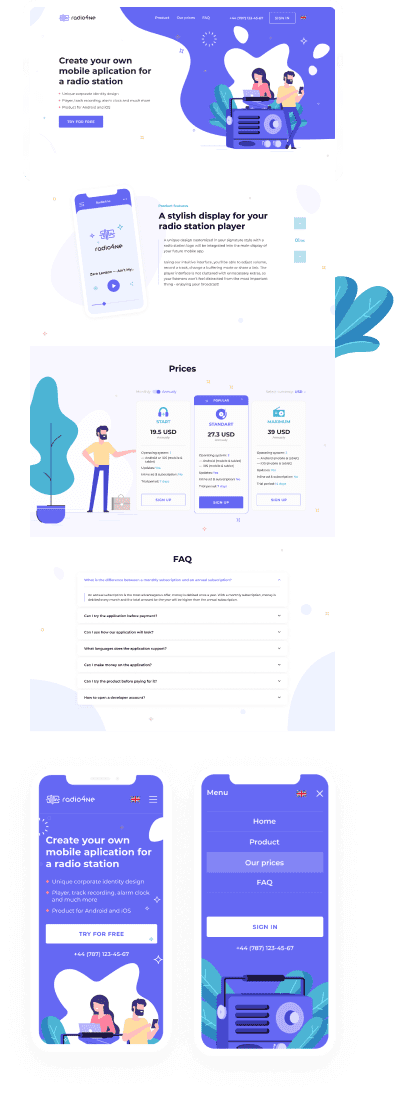 Radio4ne landing page design